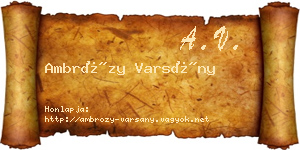 Ambrózy Varsány névjegykártya